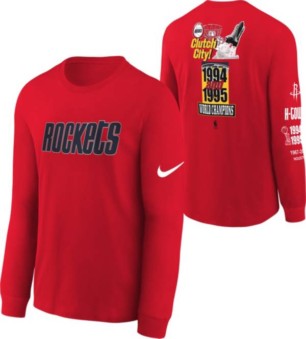 Nike Youth 2021-22 City Edition Houston Rockets Red Courtside Long Sleeve T-Shirt