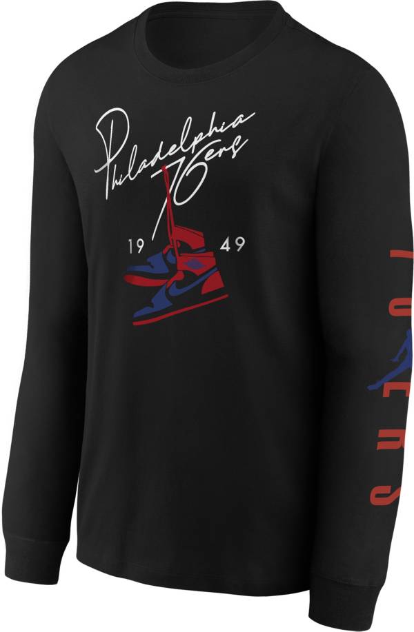 Jordan Youth Philadelphia 76ers Black Long Sleeve Statement T-Shirt