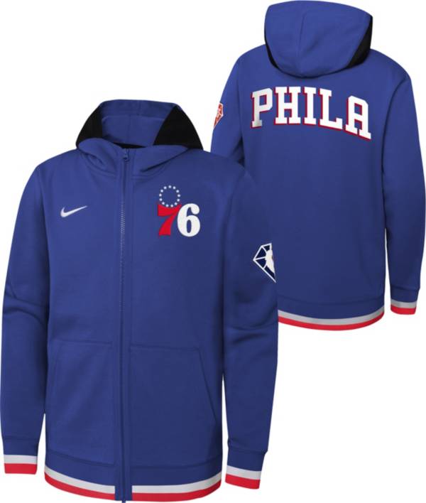Nike Youth Philadelphia 76ers Blue Showtime Full Zip Hoodie
