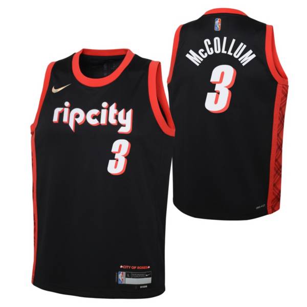 Nike Youth 2021-22 City Edition Portland Trail Blazers C.J. McCollum #3 Black Swingman Jersey