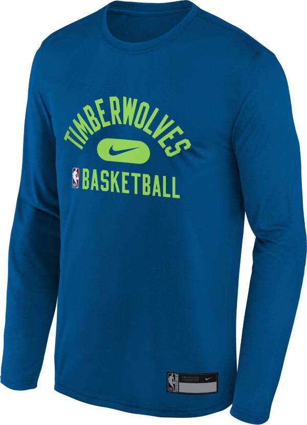 Nike Youth Minnesota Timberwolves Blue Long Sleeve Practice Shirt