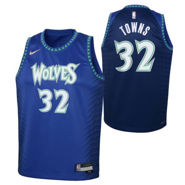 Nike Youth 2021-22 City Edition Minnesota Timberwolves Karl-Anthony Towns #32 Blue Swingman Jersey