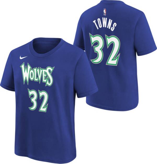 Nike Youth 2021-22 City Edition Minnesota Timberwolves Karl-Anthony Towns  #32 Blue Player T-Shirt