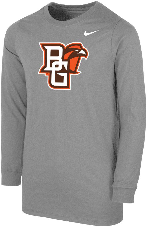 Nike Youth Bowling Green Falcons Grey Core Cotton Long Sleeve T-Shirt