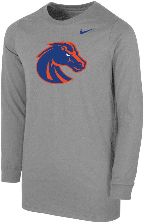 Nike Youth Boise State Broncos Grey Core Cotton Long Sleeve T-Shirt