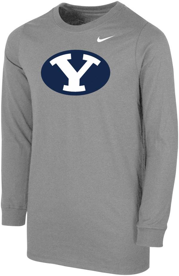 Nike Youth BYU Cougars Grey Core Cotton Long Sleeve T-Shirt