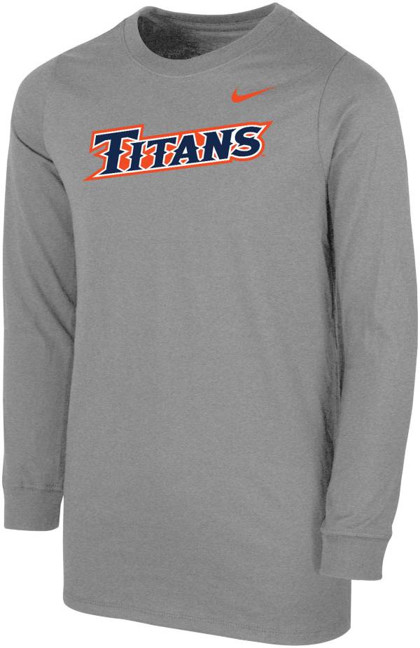 Nike Youth Cal State Fullerton Titans Grey Core Cotton Long Sleeve T-Shirt