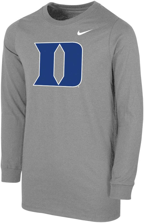 Nike Youth Duke Blue Devils Grey Core Cotton Long Sleeve T-Shirt