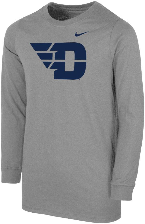 Nike Youth Dayton Flyers Grey Core Cotton Long Sleeve T-Shirt