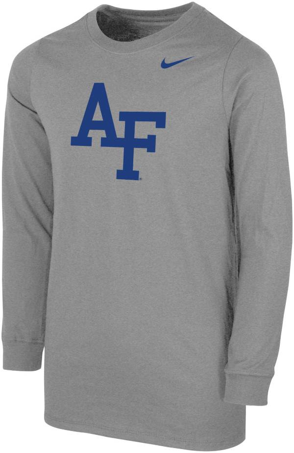 Nike Youth Air Force Falcons Grey Core Cotton Long Sleeve T-Shirt