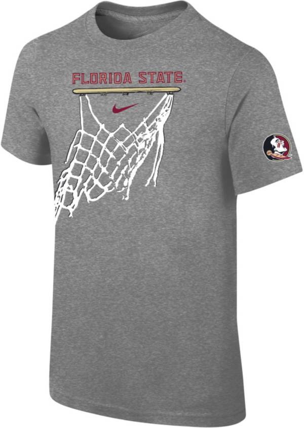 Nike Youth Florida State Seminoles Grey Cotton Basketball Hoop T-Shirt