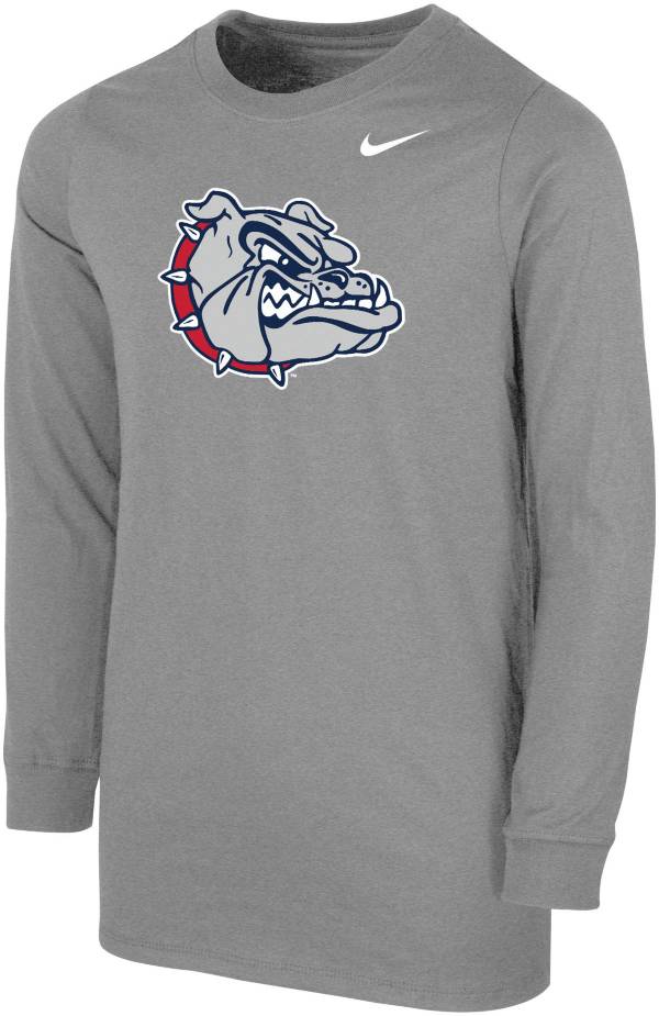 Nike Youth Gonzaga Bulldogs Grey Core Cotton Long Sleeve T-Shirt