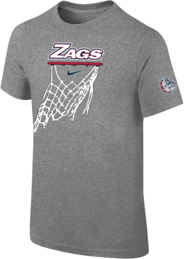 Nike Youth Gonzaga Bulldogs Grey Cotton Basketball Hoop T-Shirt