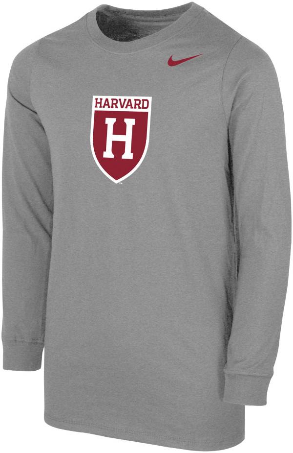 Nike Youth Harvard Crimson Grey Core Cotton Long Sleeve T-Shirt