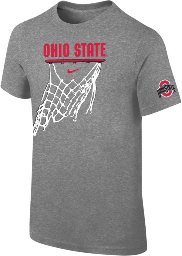 Nike Youth Ohio State Buckeyes Grey Cotton Basketball Hoop T-Shirt