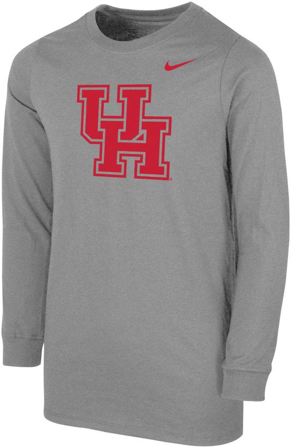 Nike Youth Houston Cougars Grey Core Cotton Long Sleeve T-Shirt