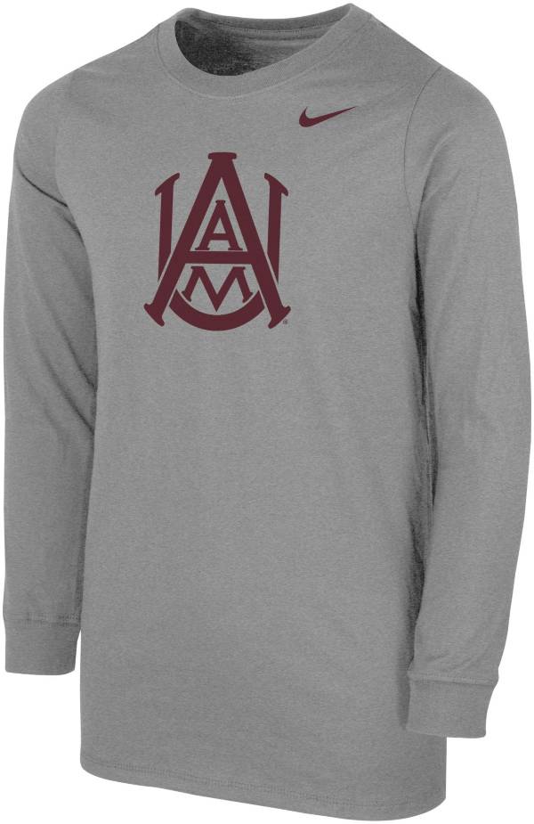 Nike Youth Alabama A&M Bulldogs Grey Core Cotton Long Sleeve T-Shirt