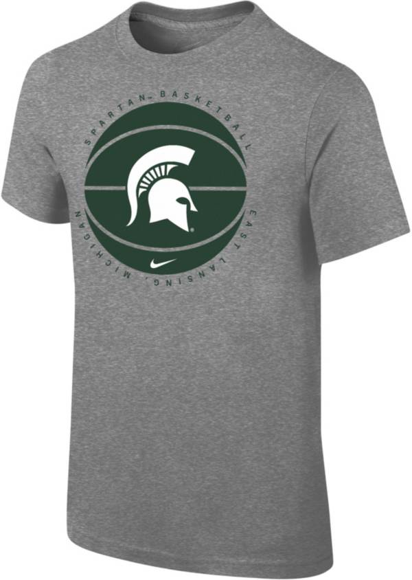 Nike Youth Michigan State Spartans Grey Cotton Basketball Team T-Shirt