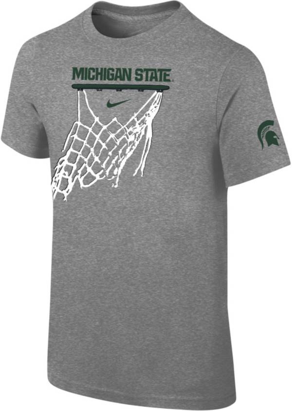 Nike Youth Michigan State Spartans Grey Cotton Basketball Hoop T-Shirt