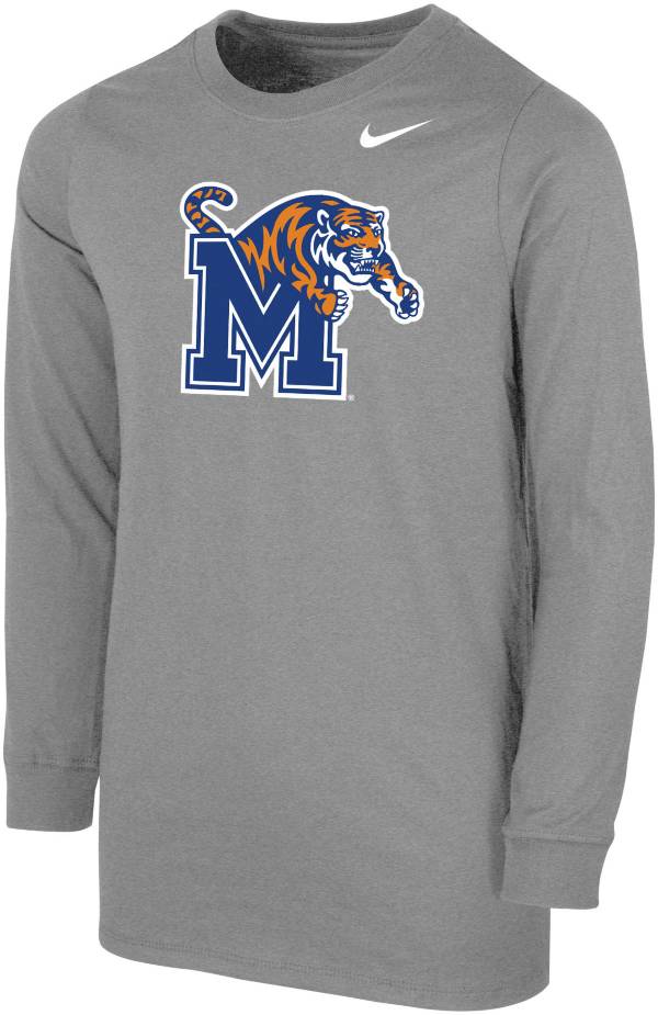 Nike Youth Memphis Tigers Grey Core Cotton Long Sleeve T-Shirt