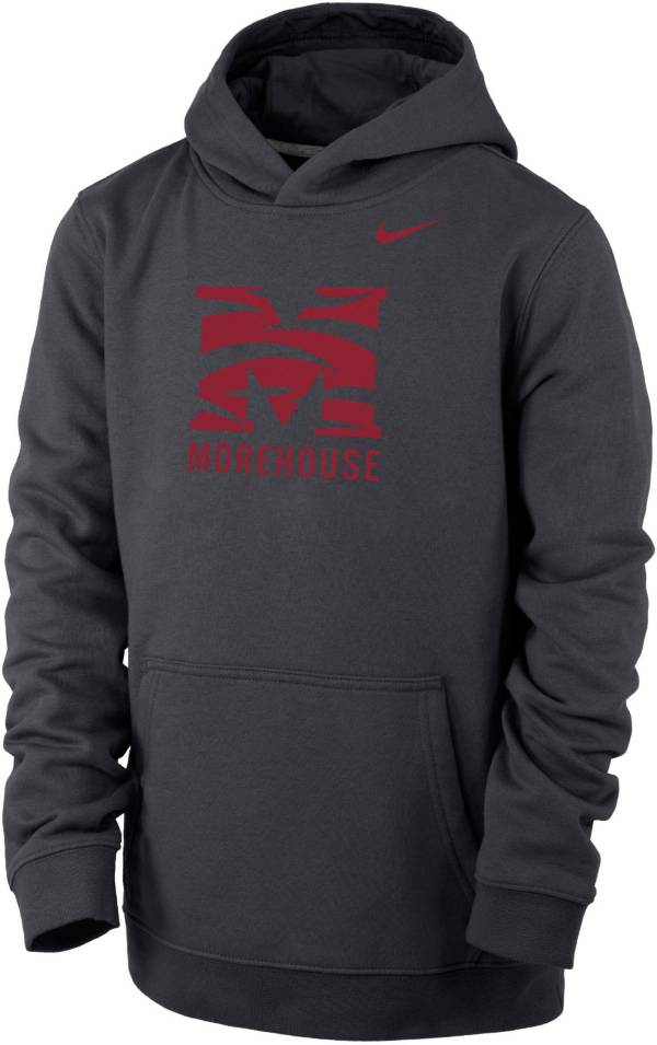 Nike Youth Morehouse College Maroon Tigers Grey Club Fleece Pullover Hoodie