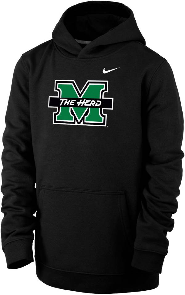 Nike Youth Marshall Thundering Herd Club Fleece Pullover Black Hoodie