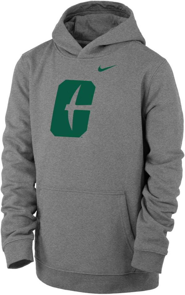 Nike Youth Charlotte 49ers Grey Club Fleece Pullover Hoodie