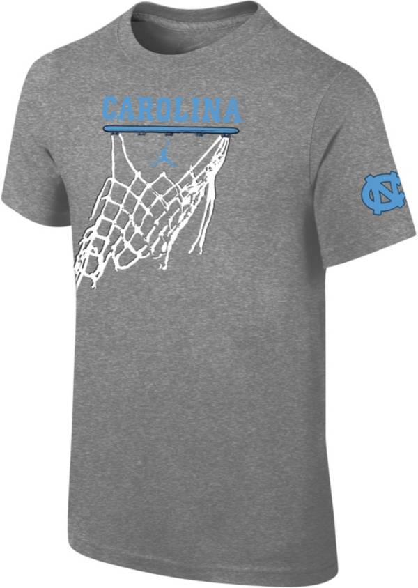 Jordan Youth North Carolina Tar Heels Grey Cotton Basketball Team T-Shirt