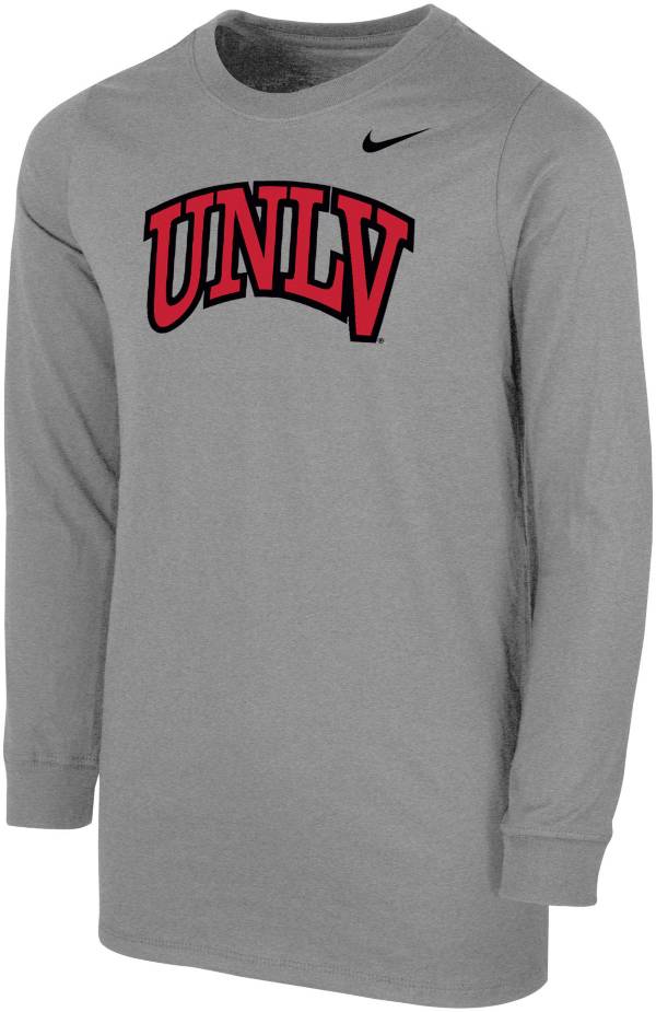 Nike Youth UNLV Rebels Grey Core Cotton Long Sleeve T-Shirt
