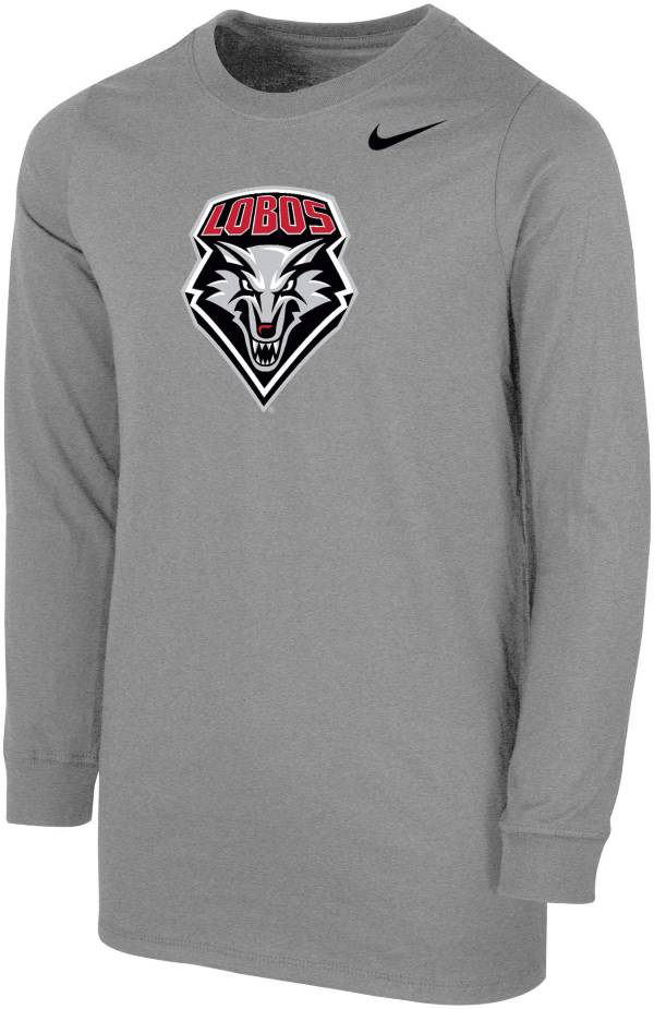 Nike Youth New Mexico Lobos Grey Core Cotton Long Sleeve T-Shirt