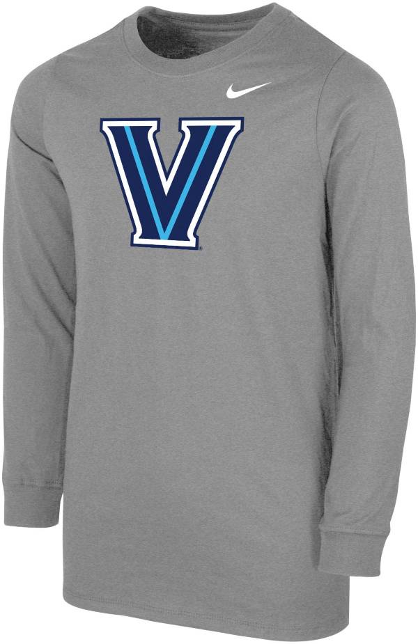 Nike Youth Villanova Wildcats Grey Core Cotton Long Sleeve T-Shirt