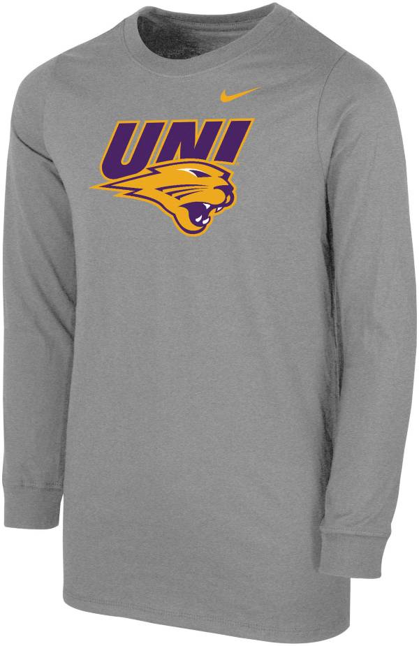 Nike Youth Northern Iowa Panthers Grey Core Cotton Long Sleeve T-Shirt