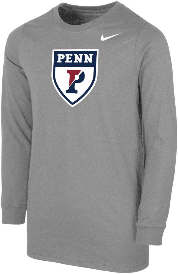 Nike Youth University of Pennsylvania Quakers Grey Core Cotton Long Sleeve T-Shirt product image