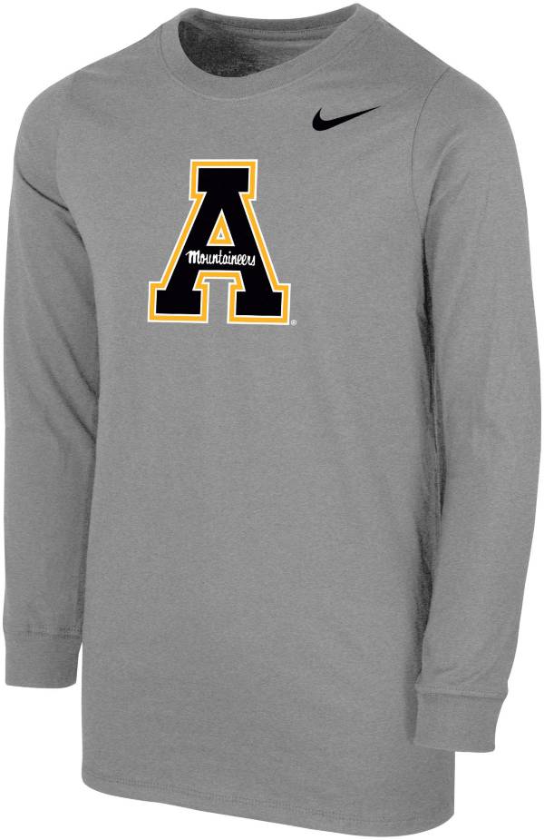 Nike Youth Appalachian State Mountaineers Grey Core Cotton Long Sleeve T-Shirt