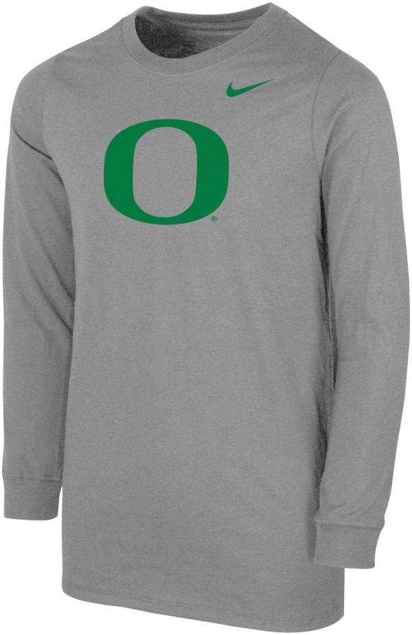 Nike Youth Oregon Ducks Grey Core Cotton Long Sleeve T-Shirt