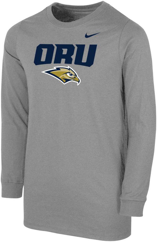 Nike Youth Oral Roberts Golden Eagles Grey Core Cotton Long Sleeve T-Shirt