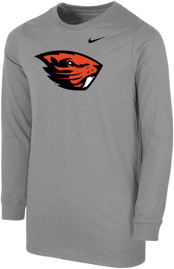 Nike Youth Oregon State Beavers Grey Core Cotton Long Sleeve T-Shirt