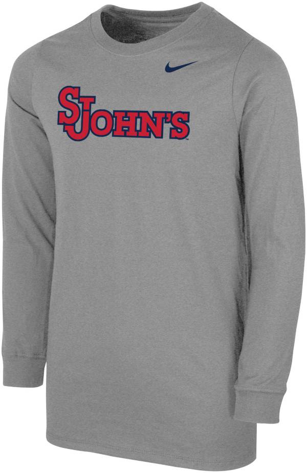 Nike Youth St. John's Red Storm Grey Core Cotton Long Sleeve T-Shirt