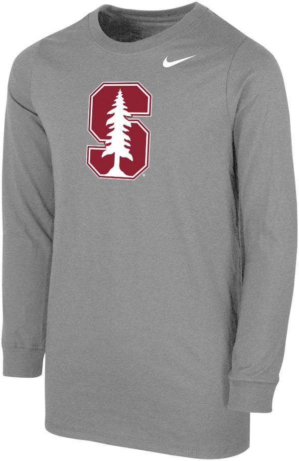 Nike Youth Stanford Cardinal Grey Core Cotton Long Sleeve T-Shirt