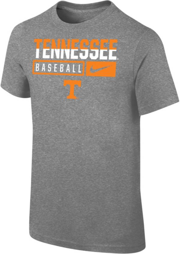 Nike Youth Tennessee Volunteers Grey Baseball Cotton T-Shirt