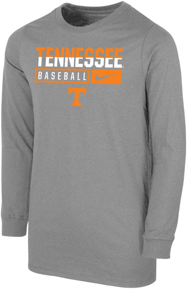 Nike Youth Tennessee Volunteers Grey Baseball Cotton Long Sleeve T-Shirt