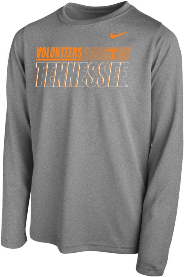 Nike Youth Tennessee Volunteers Grey Legend Long Sleeve Performance T-Shirt