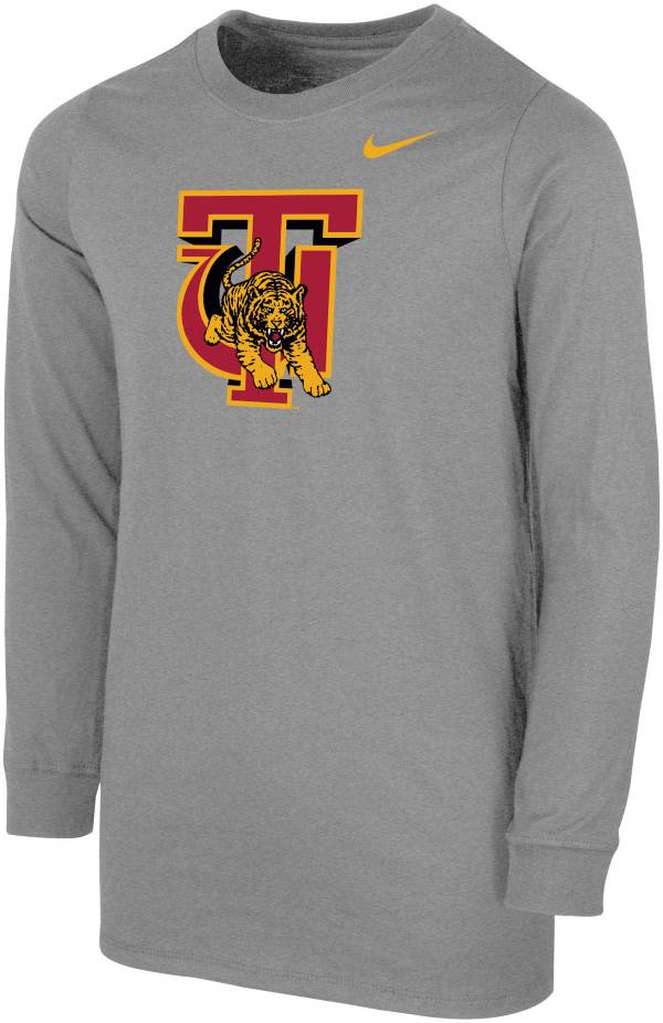Nike Youth Tuskegee Golden Tigers Grey Core Cotton Long Sleeve T-Shirt