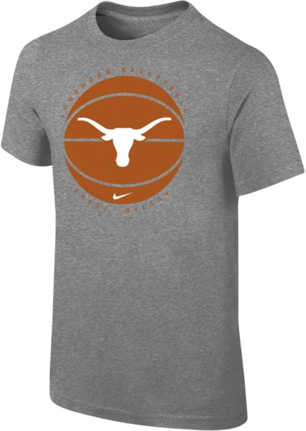 Nike Youth Texas Longhorns Grey Cotton Basketball Team T-Shirt