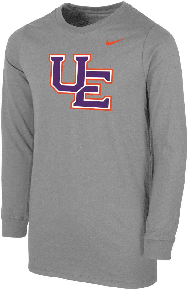 Nike Youth Evansville Purple Aces Grey Core Cotton Long Sleeve T-Shirt