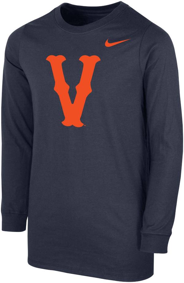 Nike Youth Virginia Cavaliers Blue Vintage Logo Core Cotton Long Sleeve T-Shirt product image