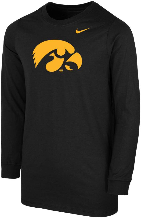 Nike Youth Iowa Hawkeyes Core Cotton Long Sleeve Black T-Shirt