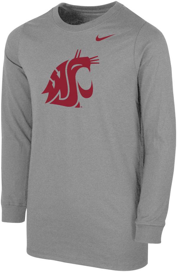 Nike Youth Washington State Cougars Grey Core Cotton Long Sleeve T-Shirt