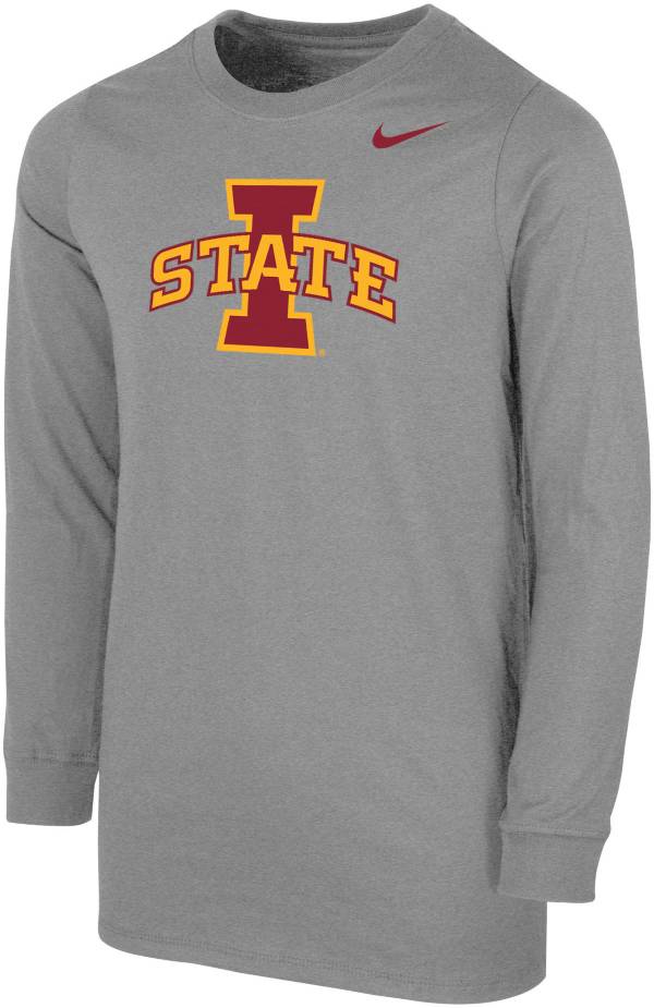 Nike Youth Iowa State Cyclones Grey Core Cotton Long Sleeve T-Shirt