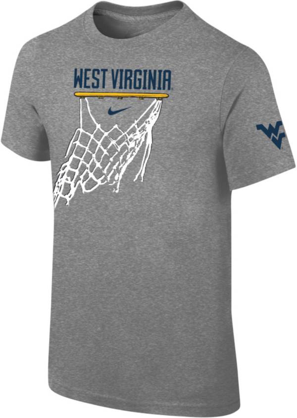 Nike Youth West Virginia Mountaineers Grey Cotton Basketball Hoop T-Shirt